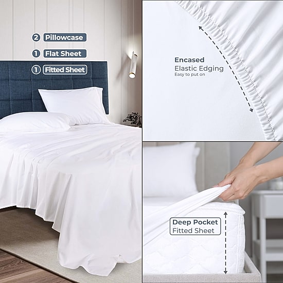 SUPERIOR® Gina Organic Percale Crisp Breathable 300tc Flat Sheet