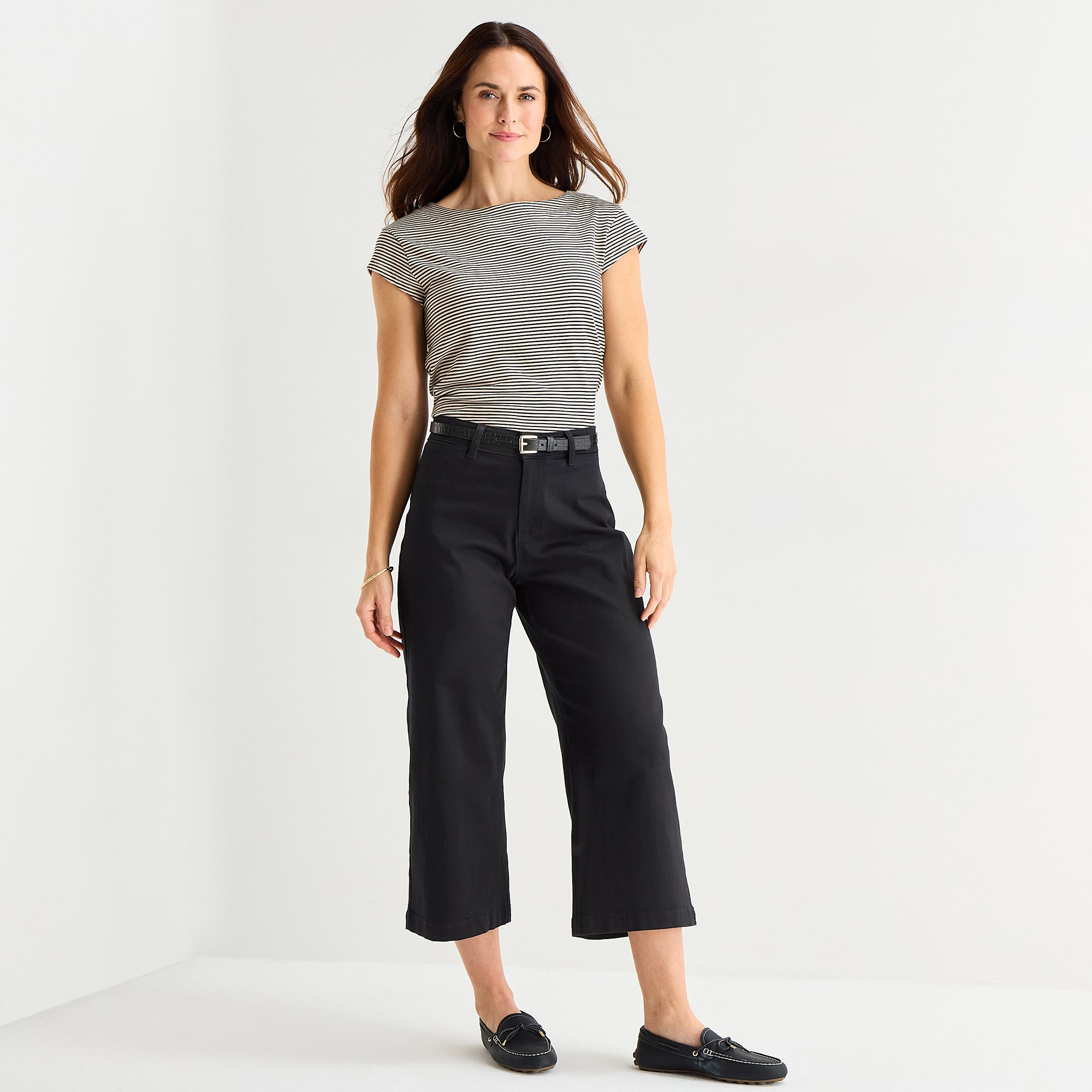 Liz Claiborne Womens Tall Wide Leg Mid Rise Cropped Pant
