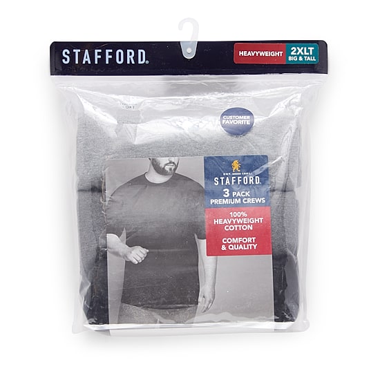 Stafford Heavyweight Cotton Mens 3 Pack Short Sleeve Crew Neck T-Shirt