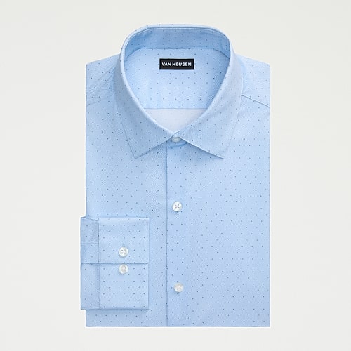 Van Heusen Comfort Performance Mens Slim Fit Stretch Fabric Wrinkle Free Long Sleeve Dress Shirt, 15-15.5 32-33, Blue