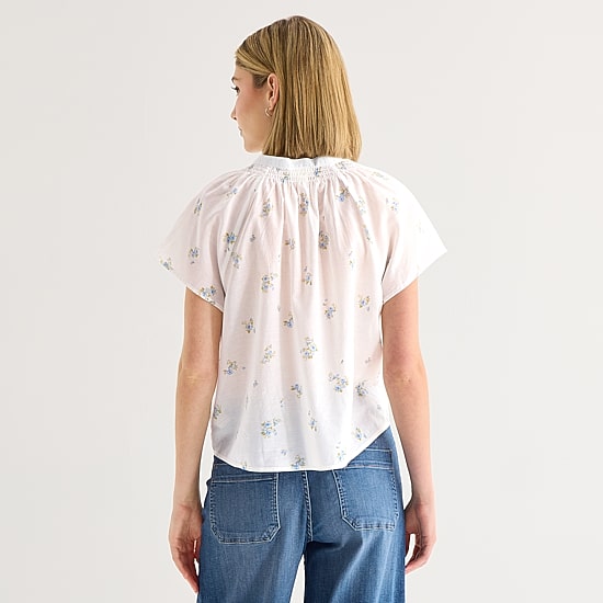 a.n.a Womens Split Crew Neck Short Sleeve Blouse
