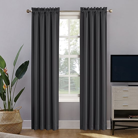 Sun Zero Oslo Rod Pocket Energy Saving 100% Blackout Single Curtain Panel