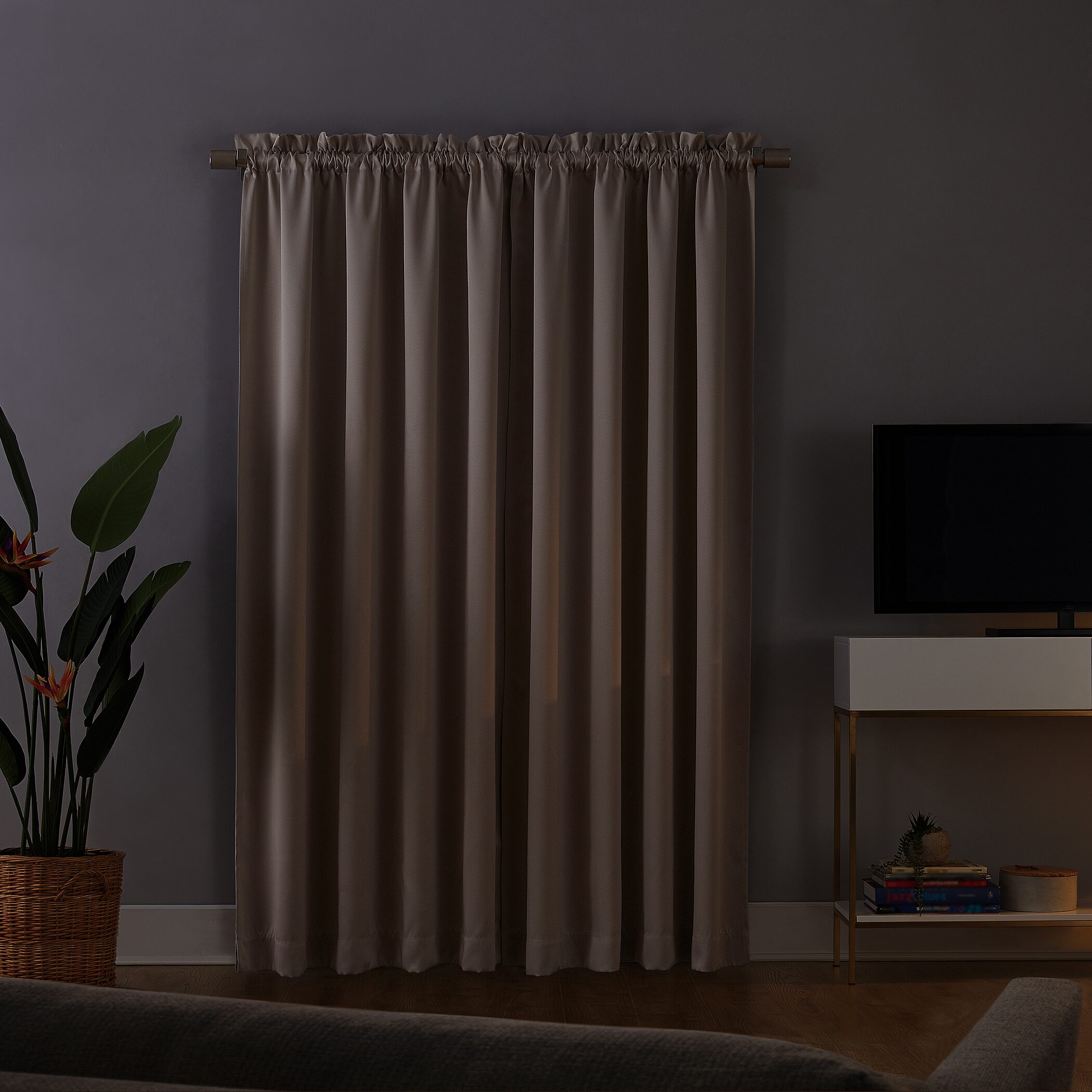 Sun Zero Oslo Rod Pocket Energy Saving 100% Blackout Single Curtain Panel