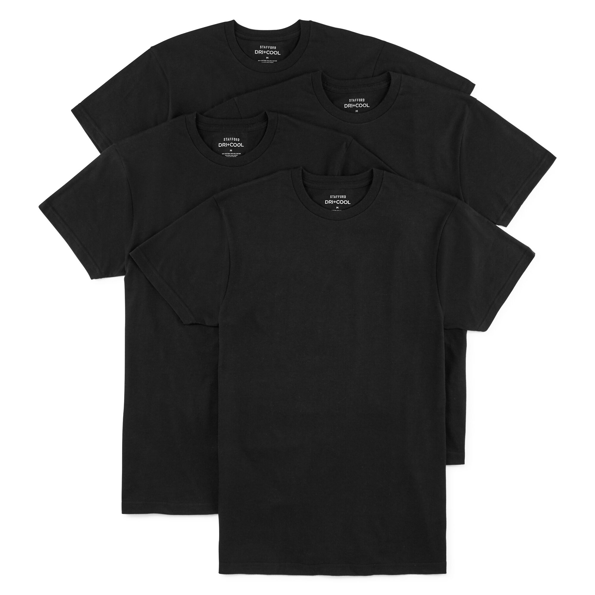 Stafford Dry + Cool Mens 4 Pack Short Sleeve Crew Neck MOISTURE_WICKING T-Shirt