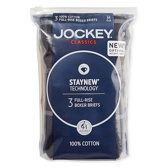 Jockey Classics Cotton Full-Rise Mens 3 Pack Boxer Briefs 9977