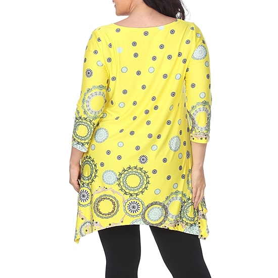 White Mark Plus Erie Womens Scoop Neck 3/4 Sleeve Tunic Top