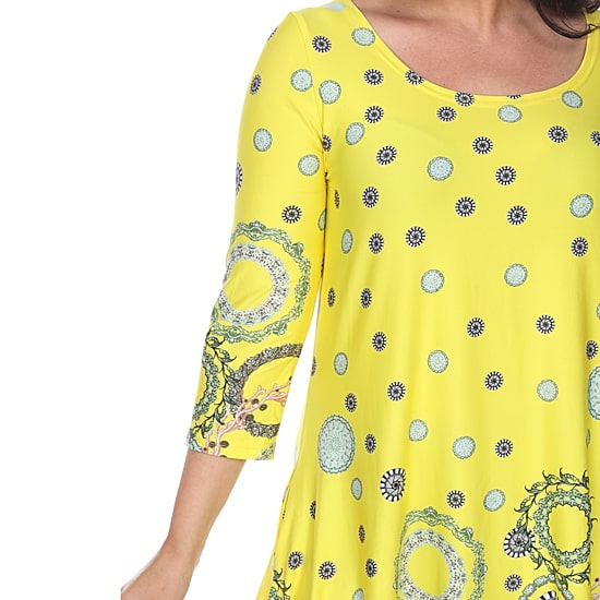 White Mark Plus Erie Womens Scoop Neck 3/4 Sleeve Tunic Top
