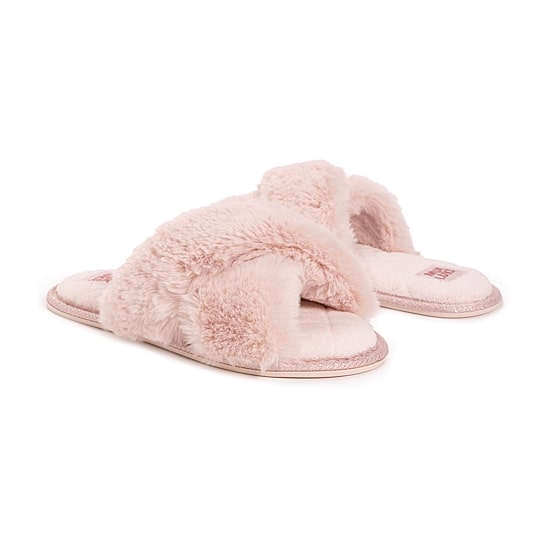 Muk Luks Perley Criss Cross Womens Memory Foam Slip-On Slippers