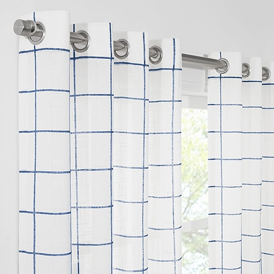 Fieldcrest Arden Windowpane Cotton Grommet Top Sheer Single Curtain Panel