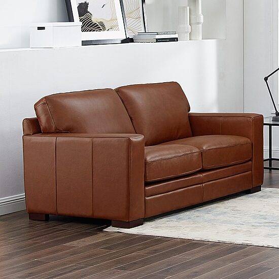 Dillon Leather Upholstery Collection Track-Arm Upholstered Loveseat