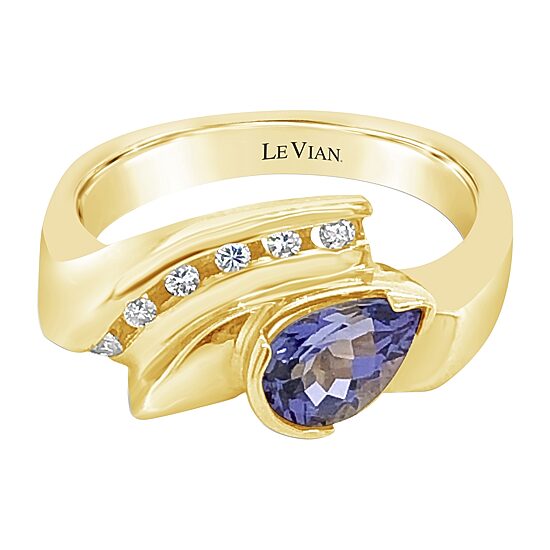 Le Vian® Grand Sample Sale™ Ring featuring 1/2 CT. Blueberry Tanzanite® 1/6 CT. set in 14K Honey Gold™