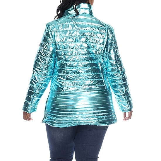 White Mark Womens Plus Water Resistant Midweight Puffer Jacket