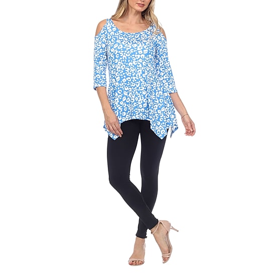 White Mark Womens Scoop Neck 3/4 Sleeve Tunic Top
