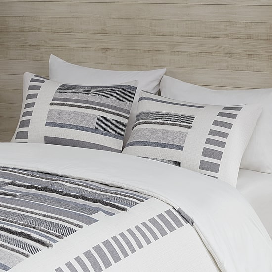 INK+IVY Serena 3 Piece Cotton Printed Duvet Cover Set w/ trims