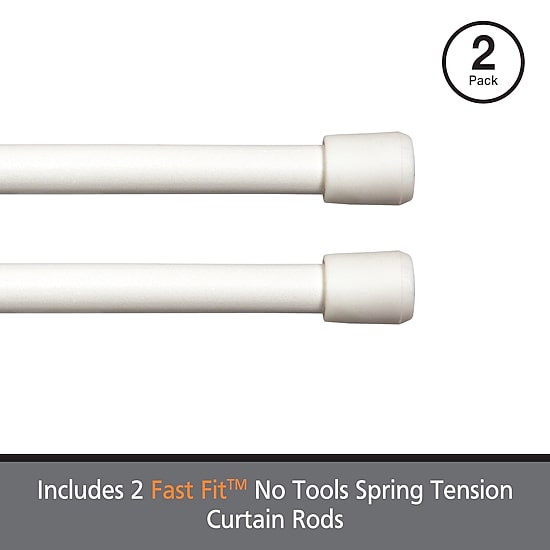 Kenney Fast Fit No Tools 2 Pack 7/16 IN Tension Curtain Rod