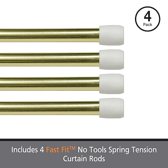 Kenney Fast Fit No Tools 4 Pack 7/16 IN Tension Curtain Rod