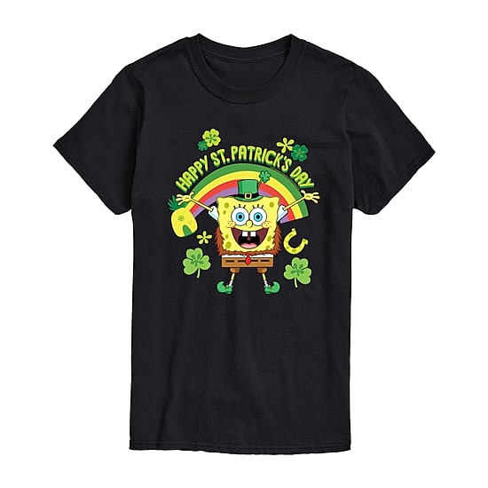 Mens Short Sleeve Spongebob St. Patrick's Day Graphic T-Shirt