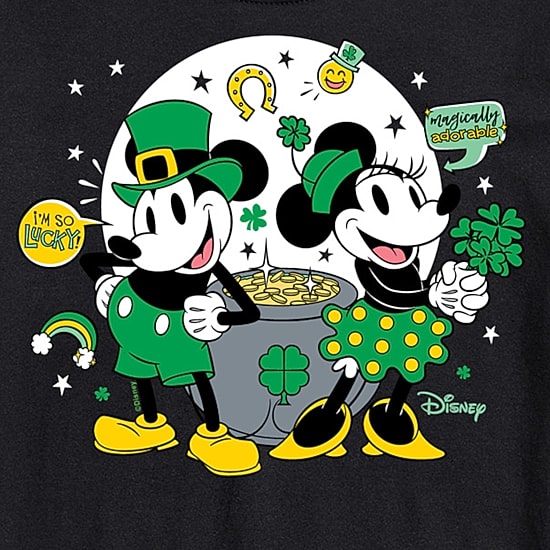 Mens Short Sleeve Mickey and Friends St. Patrick's Day Graphic T-Shirt