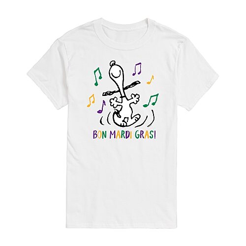 Mens Short Sleeve Peanuts Mardi Gras T-Shirt, Xx-large, White