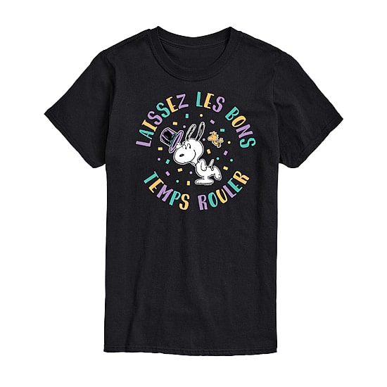 Mens Short SleevePeanuts Mardi Gras Graphic T-Shirt