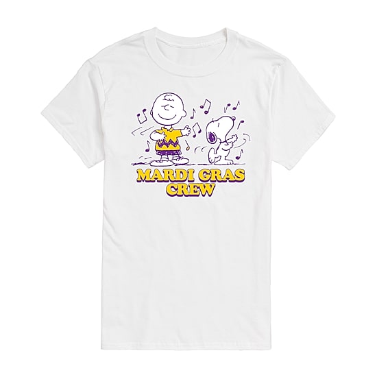 Mens Short Sleeve Peanuts Mardi Gras Graphic T-Shirt