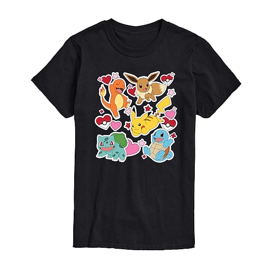 Mens Short Sleeve Pokemon Valentine's Day Graphic T-Shirt