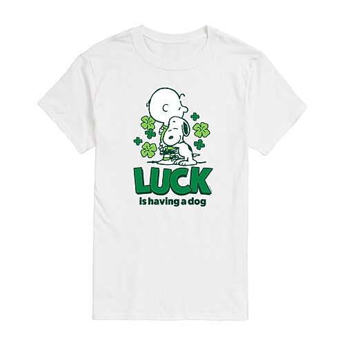 Mens Short Sleeve Peanuts St. Patrick's Day Graphic T-Shirt, Medium, White