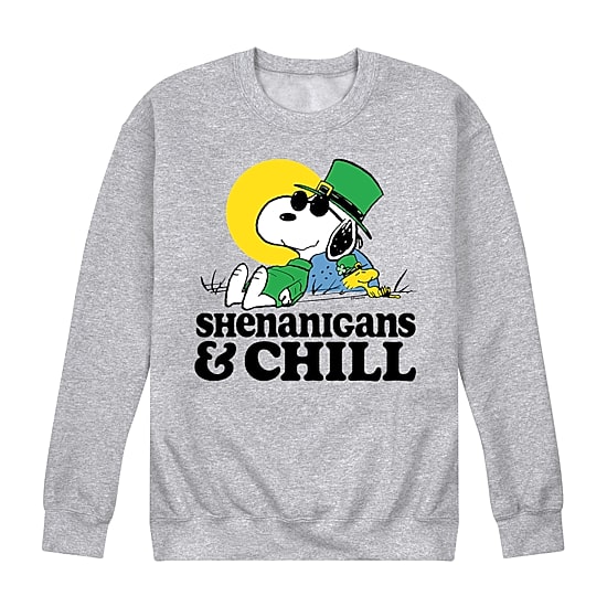 Mens Long Sleeve Peanuts St. Patrick's Day Sweatshirt