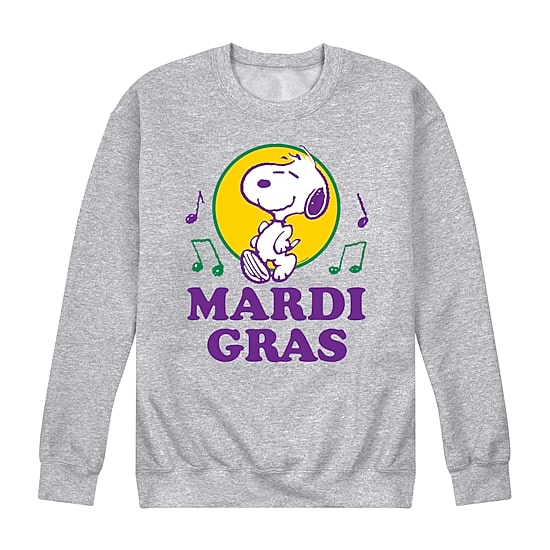 Mens Long Sleeve Peanuts Mardi Gras Sweatshirt