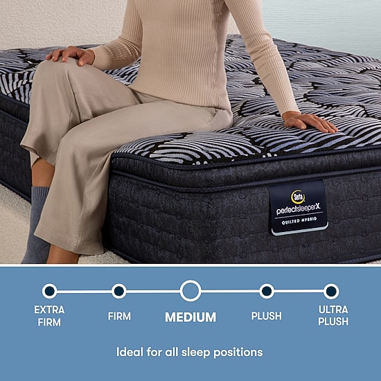 Serta Quilted Perfect Sleeper X Hybrid Lexton 14.25" Medium Pillow Top - Mattress + Adjustable Base