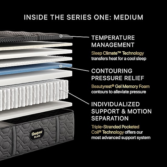Beautyrest Black Series One 14.25" Medium Tight Top - Mattress + Adjustable Base