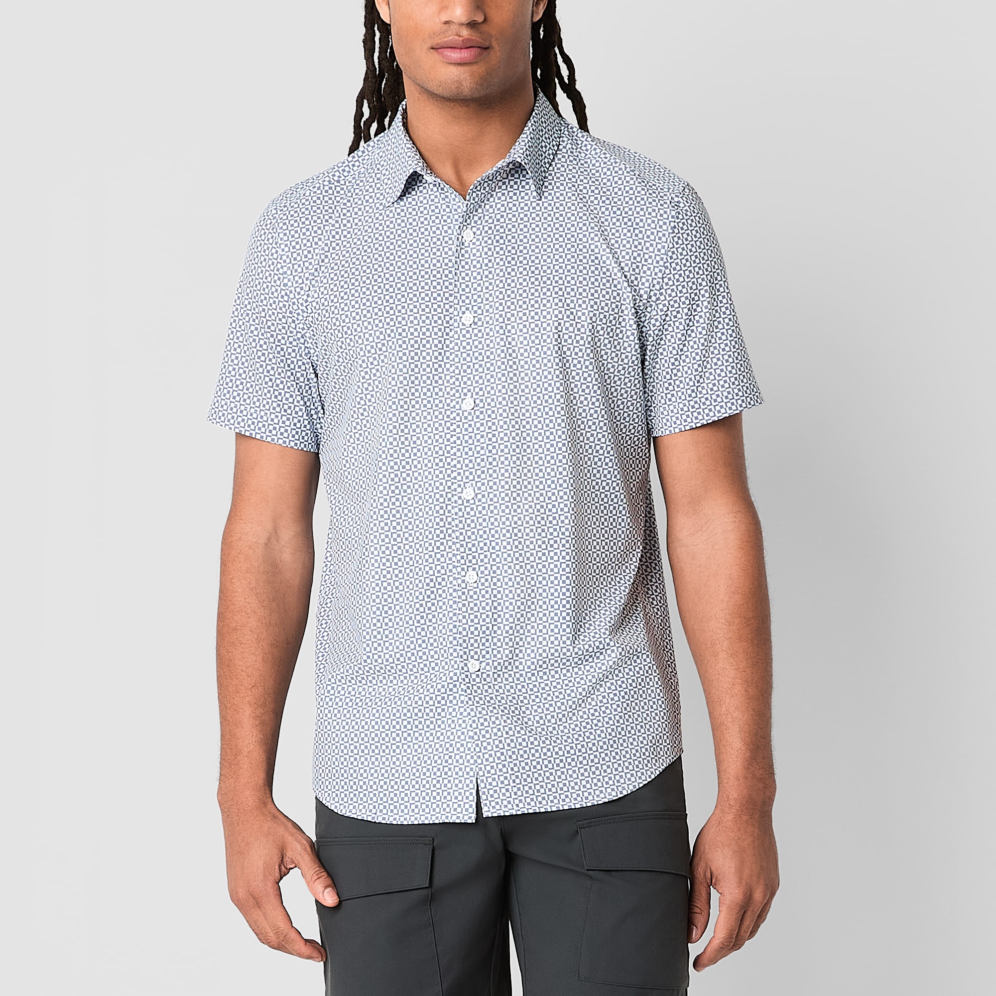 Stylus Mens Short Sleeve Regular Fit Button-Down Shirt