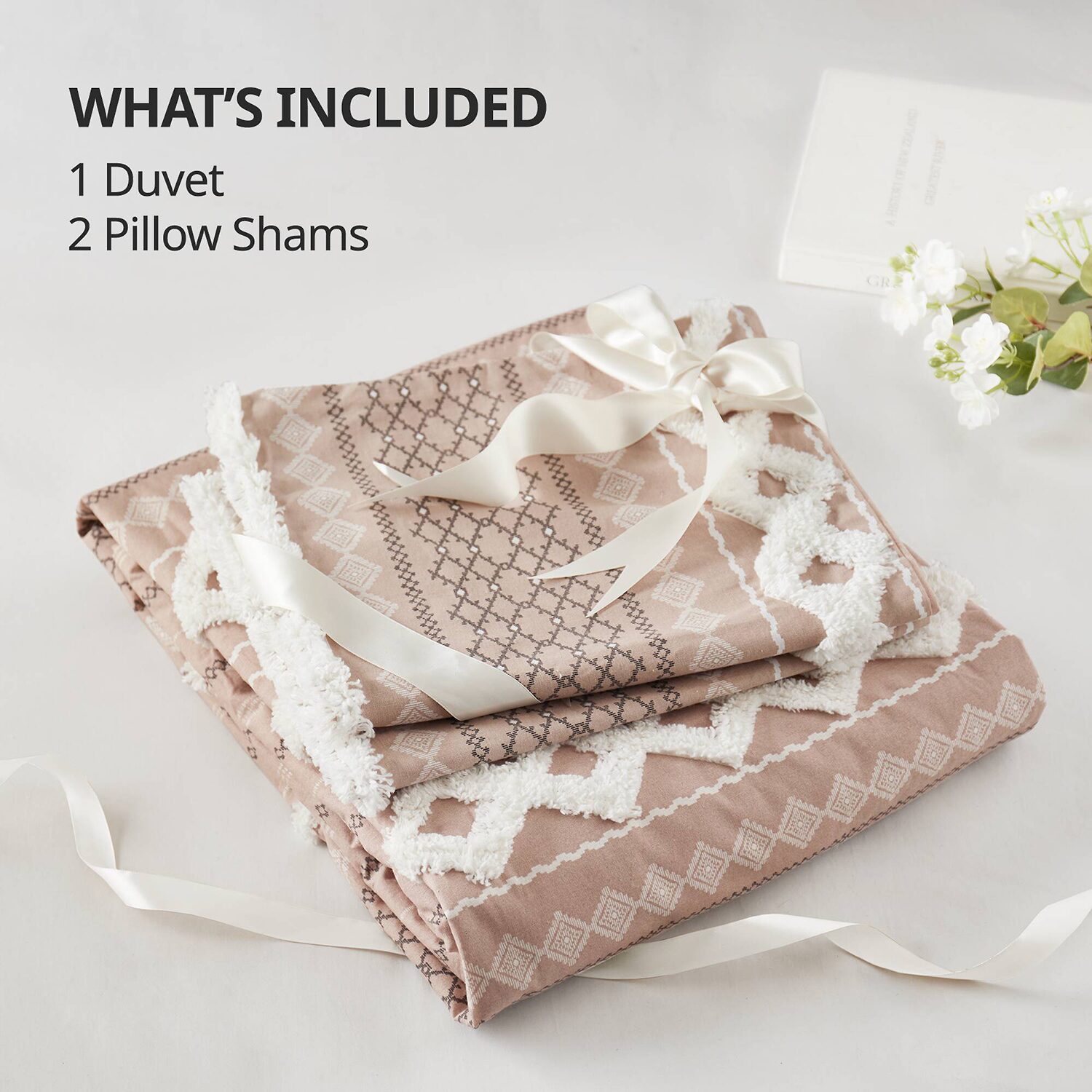 INK+IVY Imani 3pc Cotton Printed Duvet Cover Set w/ Chenille