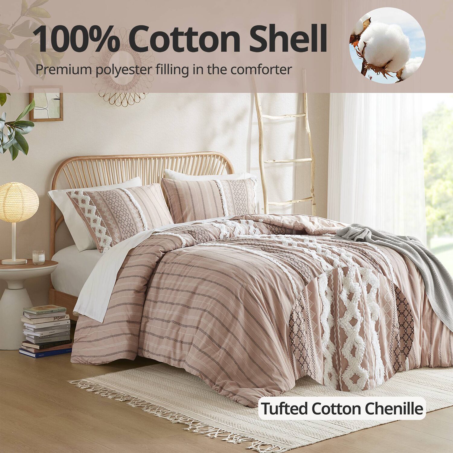 INK+IVY Imani 3pc Cotton Printed Duvet Cover Set w/ Chenille