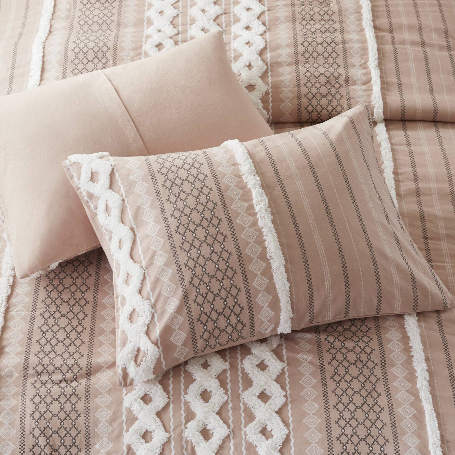 INK+IVY Imani 3pc Cotton Printed Duvet Cover Set w/ Chenille