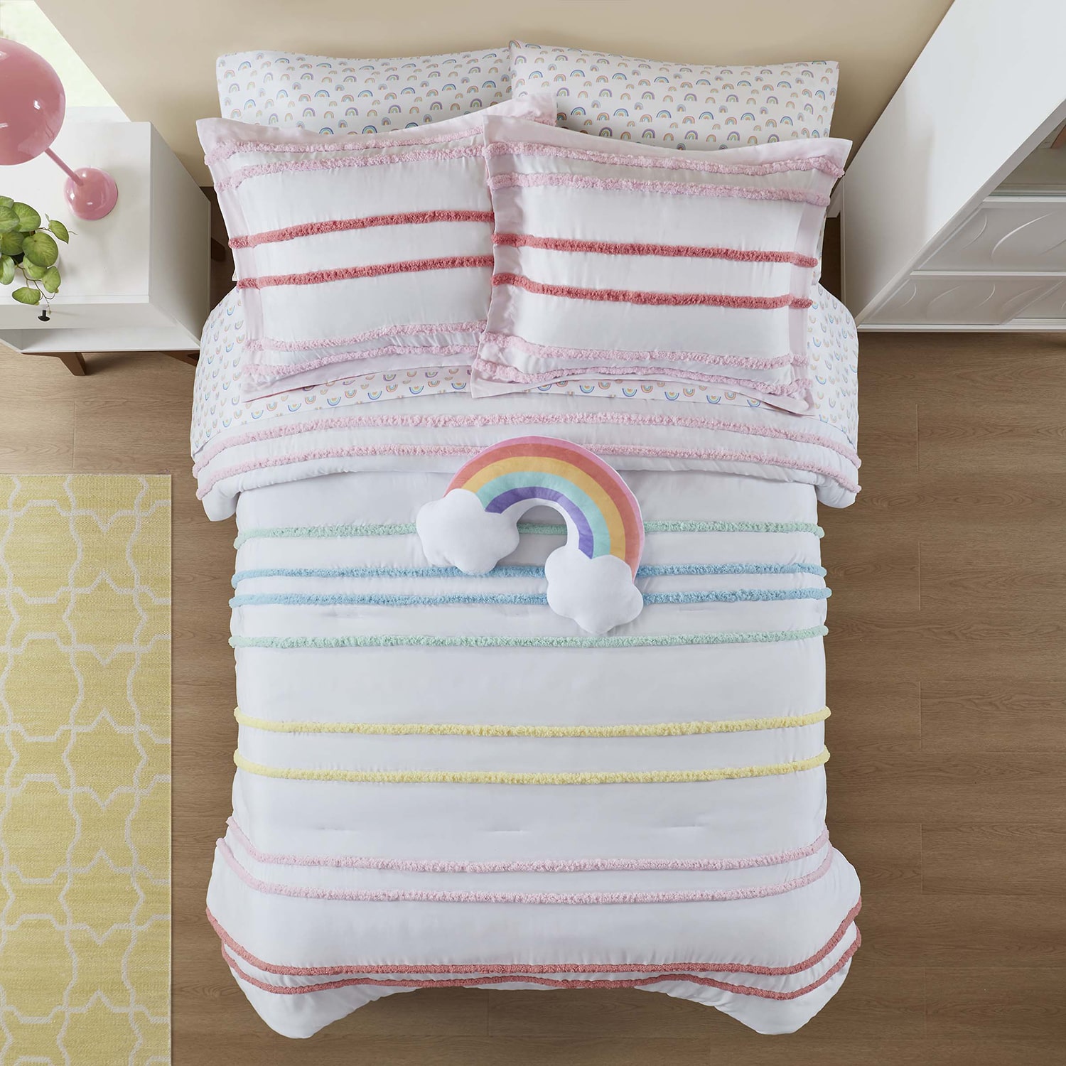 INK+IVY Kids Haisley Rainbow Stripe Complete Bedding Set with Sheets