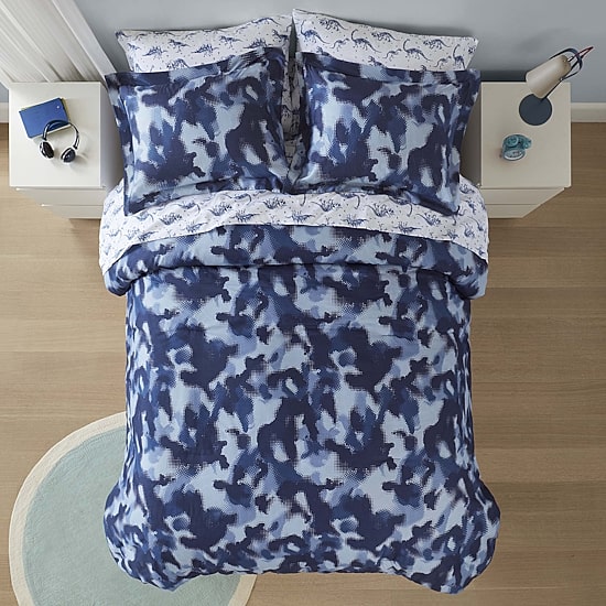 INK+IVY Kids Austin Blue Camo Complete Bedding Set with Sheets