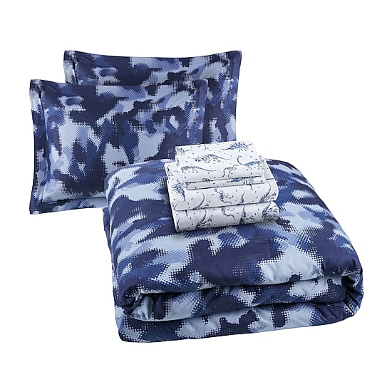 INK+IVY Kids Austin Blue Camo Complete Bedding Set with Sheets