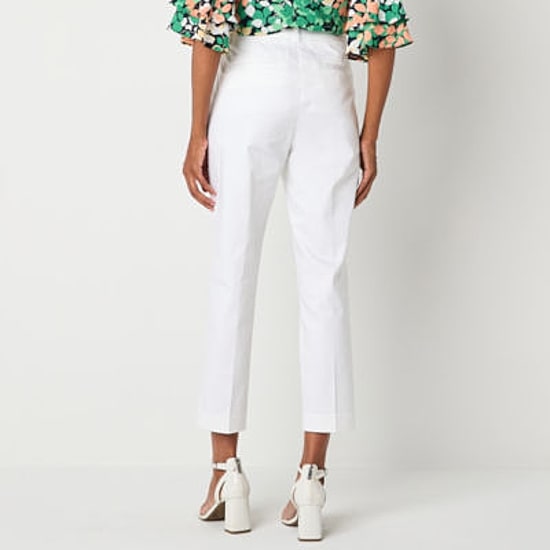 Liz Claiborne Emma Emma Cotton Sateen Womens Ankle Mid Rise Ankle Pant