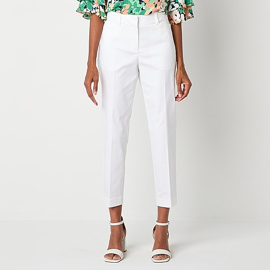 Liz Claiborne Emma Emma Cotton Sateen Womens Ankle Mid Rise Ankle Pant