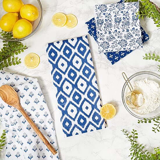 Design Imports Blue Market 4-pc. Dish Towel Set