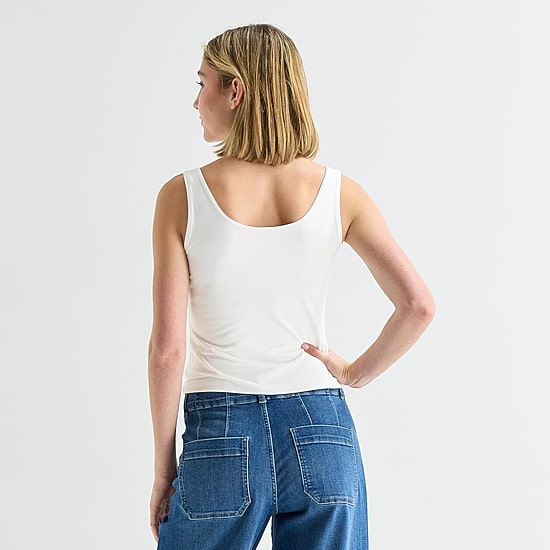 a.n.a Double Layer Womens Tall U Neck Sleeveless Tank Top