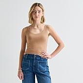 a.n.a Double Layer Womens U Neck Sleeveless Tank Top