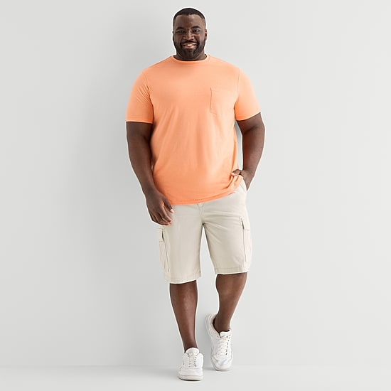 St. John's Bay Comfort Waist 10" & 11" Mens Mid Rise Big and Tall Stretch Fabric Cargo Short
