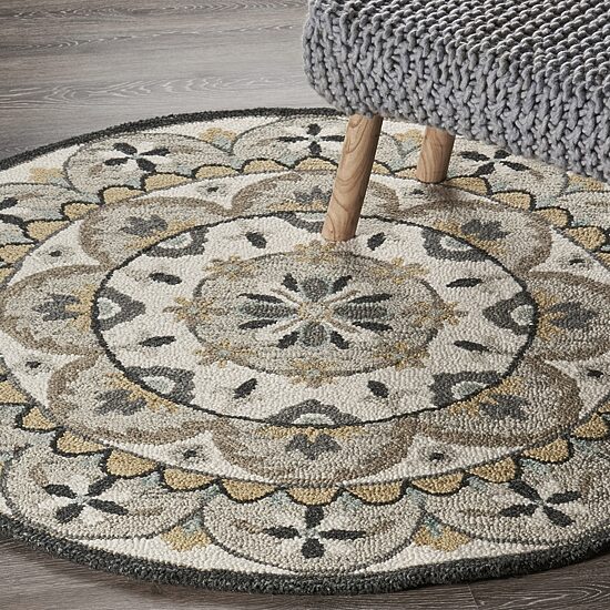 Daisy Dia Floral Hand Tufted Indoor Round Area Rug
