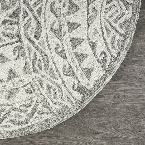 Daisy Den Geometric Hand Tufted Indoor Round Area Rug