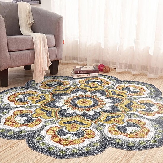 Daisy Bel Floral Hand Tufted Indoor Round Area Rug
