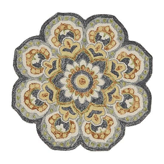 Daisy Bel Floral Hand Tufted Indoor Round Area Rug