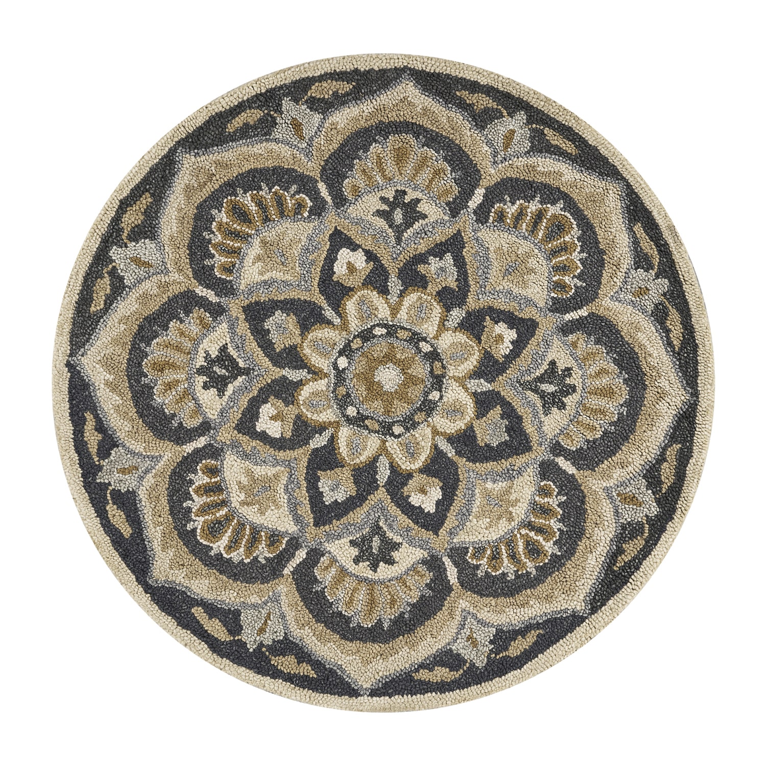 Daisy Bren Floral Hand Tufted Indoor Round Area Rug