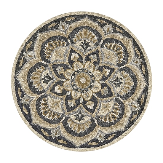 Daisy Bren Floral Hand Tufted Indoor Round Area Rug